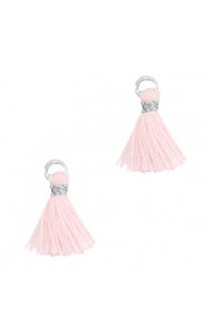 Ibiza style mini Tassel 1cm Silver-light pink